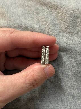 Silver crystal rectangle earrings